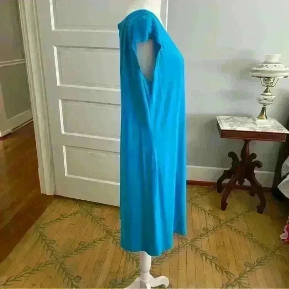 Chico's Taryn Tee Shirt Dress Size 12/14 Robin Egg Blue Stretch Flowy Casual - Picture 9 of 10